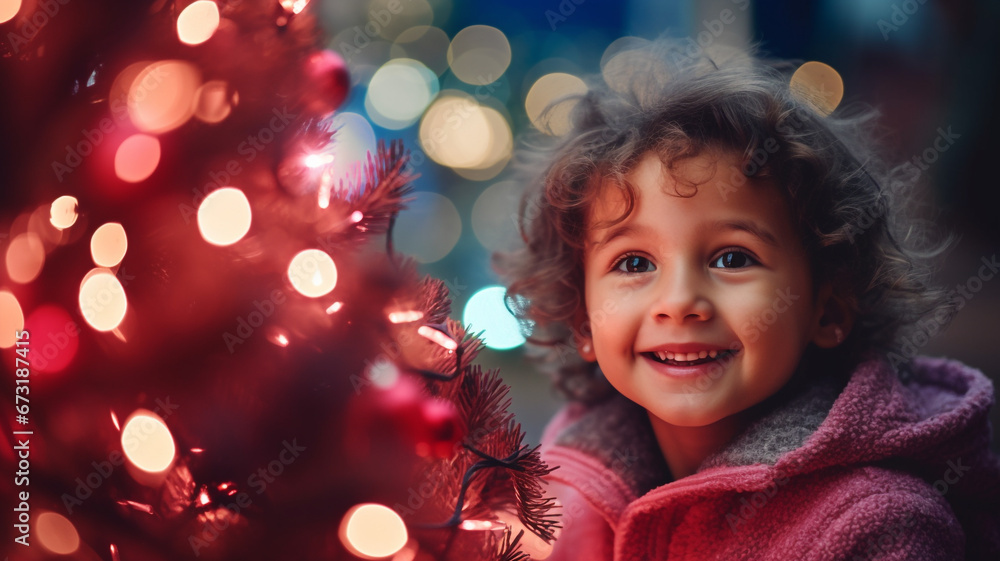 Children smile happily on Christmas Eve night. Children smile happily on Christmas Eve night.