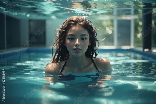 woman in the pool