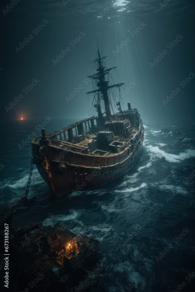 Fototapeta premium old ship in the sea