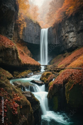 waterfall in autumn