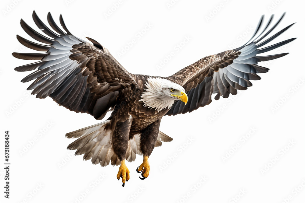Fototapeta premium Eagle Isolated On White, Eagle On White Background, Eagle, Eagle Flying