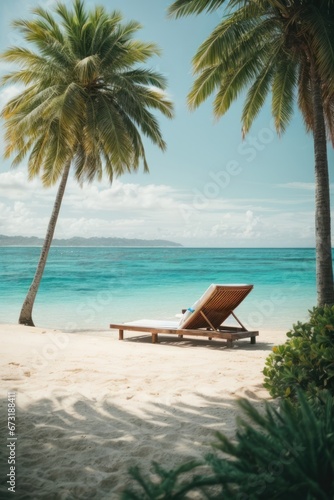 vacation calmness  beach with palm trees