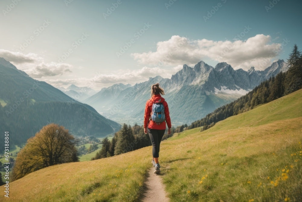 Fototapeta premium hiker in the mountains