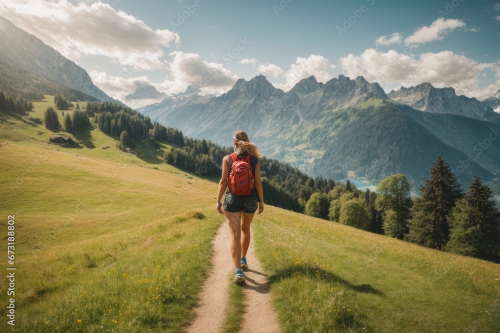 person walking in the mountains