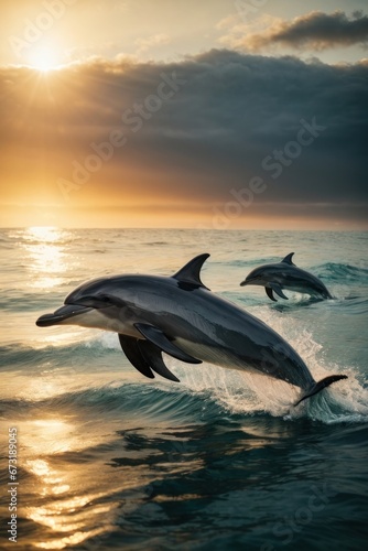 Sun-Kissed Dolphins: Spectacular Sunset Jumps © Kinga