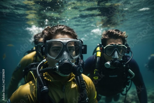 Divers Exploring the Ocean Depths © Kinga