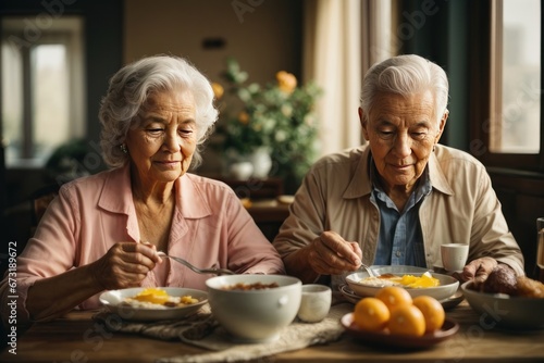 senior couple having breakfast together