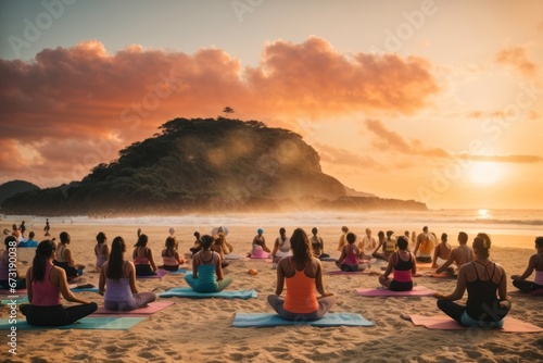 Early Morning Yoga Practice on the Shore