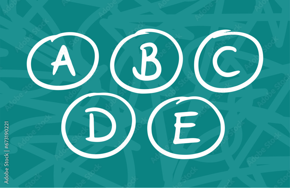 a, b, c, d, e letters in a circle a, b, c, d, e letters in a circle