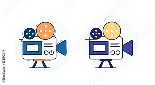 Capturing Moments: Video Camera Icon in Beautiful Coloring with Doodle sample icon. 