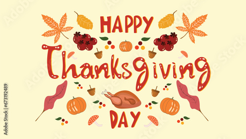 Vector greetings for Thanksgiving day, which is an annual holiday in the United States and Canada to celebrate the harvest and other blessings of the past year