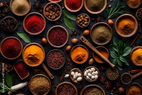 spices and herbs with seamless texture