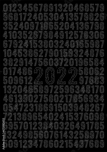 2022 and technological numbers background. 0-9 technological digital futuristic numbers background-01