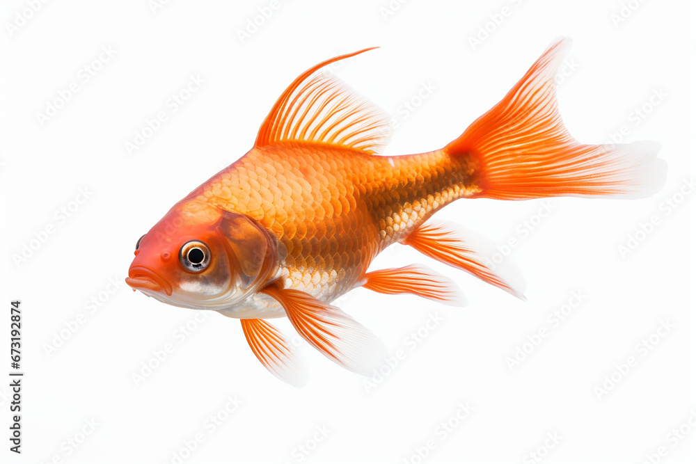 Goldfish Isolated On White, Goldfish On White Background, Goldfish
