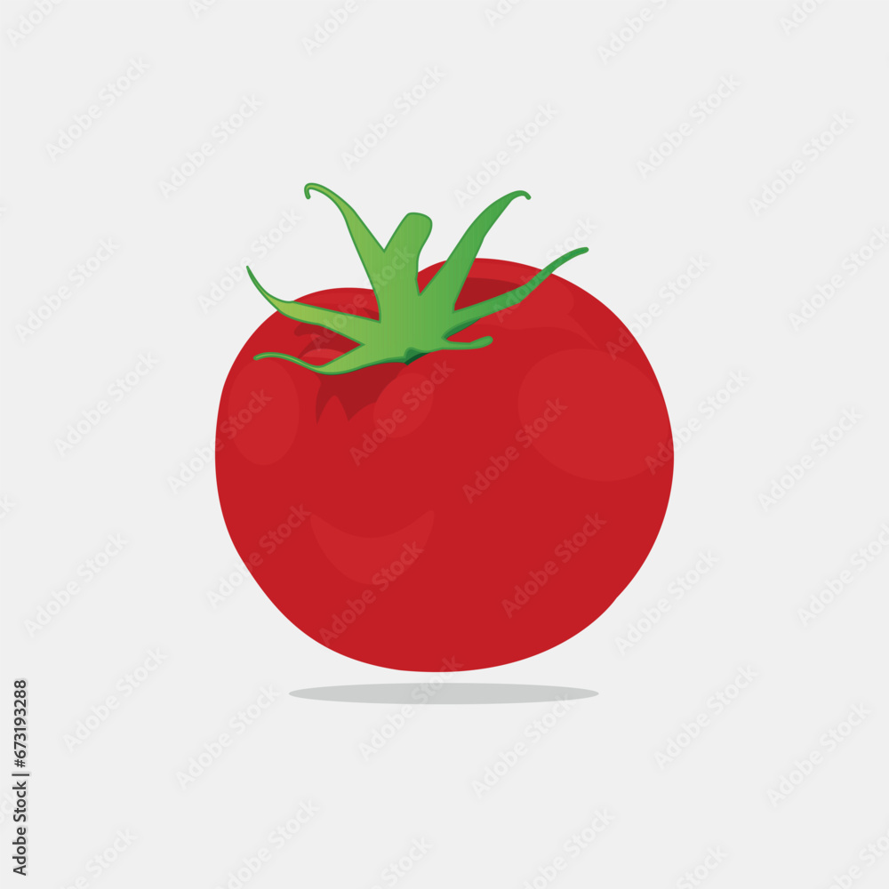 Vector illustration of a red tomato on a white background in cartoon style Vector illustration of a red tomato on a white background in cartoon style