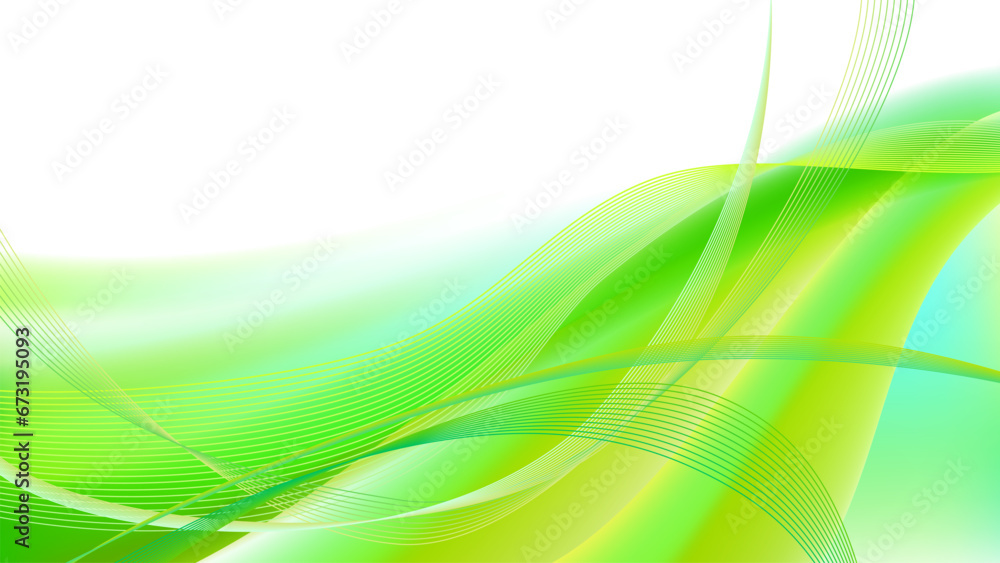 Naklejka premium 緑色の波型抽象幾何学背景