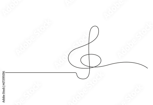 Continuous one line drawing of music icon. Isolated on white background vector illustration. Pro vector.  photo