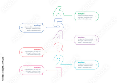 1-6 numbers infographic template. Business, internet, web, annual report, book, magazine infographic template. six step informational template
