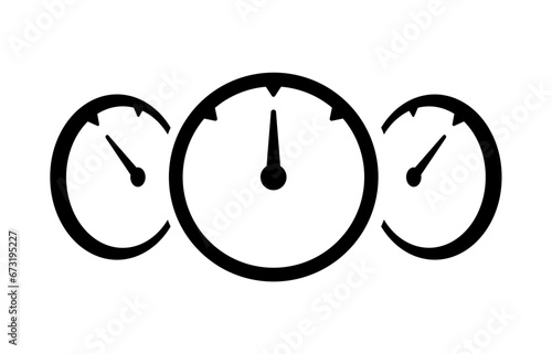 3 steps speedometer on white background. round indicator concept