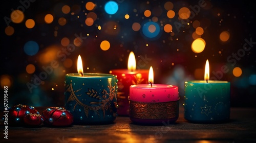 Candles Burning Indoors During Advent Celebration  Cozy Holiday Atmosphere