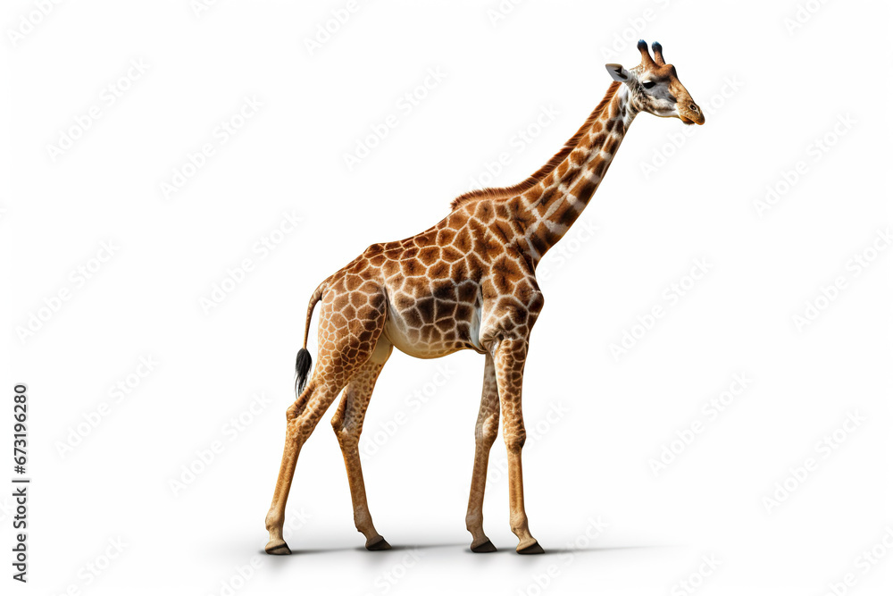 Naklejka premium Majestic Stand: A Giraffe in Full Glory