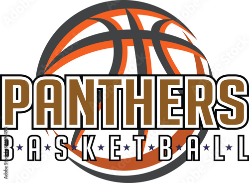 Panthers Basketball Graphic is a sports design template that includes graphic text, stars and a graphic basketball. This design is great for advertising and promotion such as t-shirts for teams.