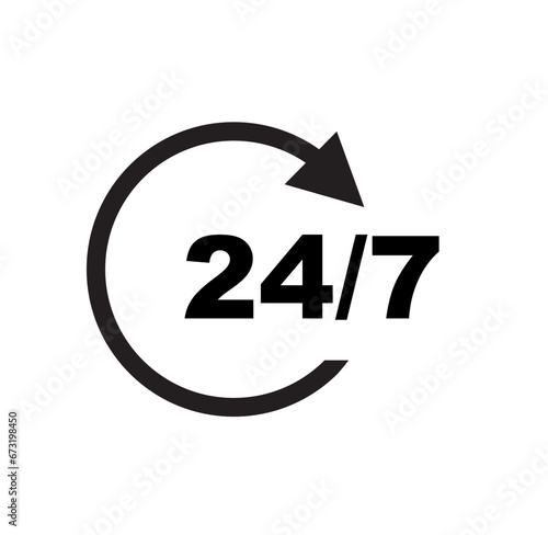 24 Hours a day service icon symbol vector illustration