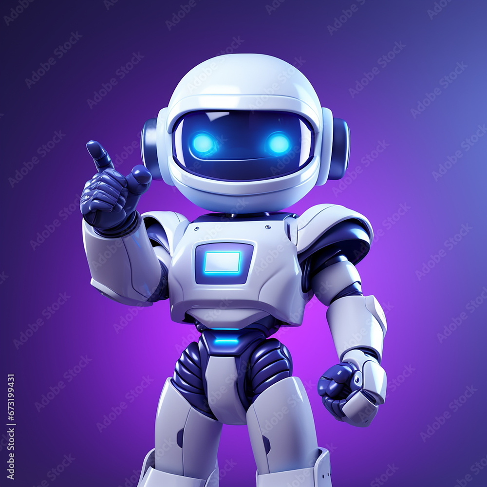 a cool AI character holding a sign in a classic way and the sign is blank, clean and in purple and blue colors created with Generative Ai a cool AI character holding a sign in a classic way and the sign is blank, clean and in purple and blue colors created with Generative Ai