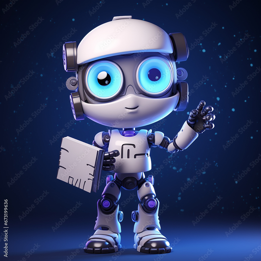 a cool AI character holding a sign in a classic way and the sign is blank, clean and in purple and blue colors created with Generative Ai a cool AI character holding a sign in a classic way and the sign is blank, clean and in purple and blue colors created with Generative Ai