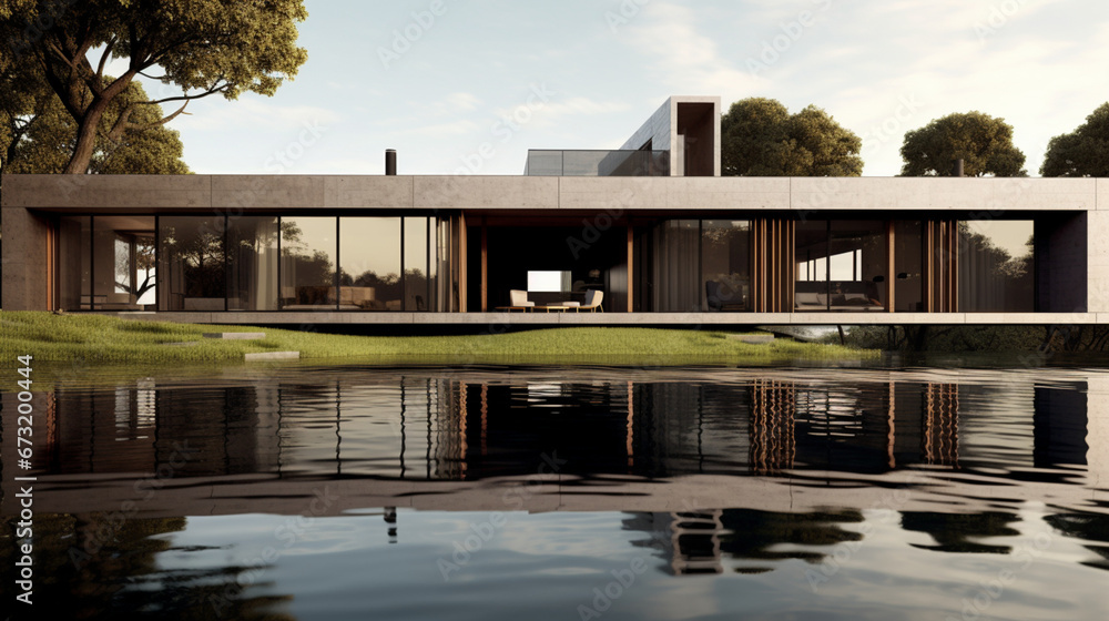 Fototapeta premium Maison d'architecture moderne, villa de luxe. Arrière-plan pour conception et création graphique.