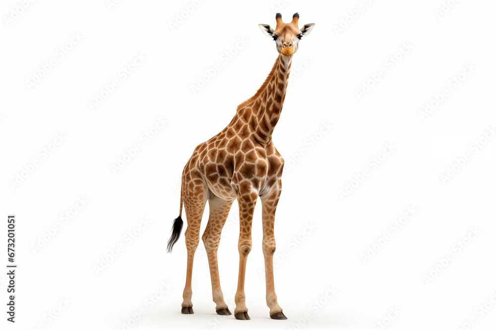 Obraz premium Giraffe, Giraffe Isolated On White, Giraffe On A White Background, Giraffe Isolated On White Background