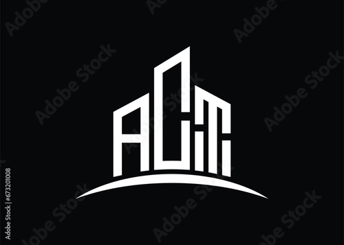 Letter ACT building vector monogram logo design template. Building Shape ACT logo.