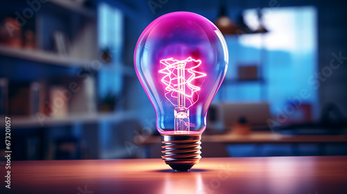 Idea Illumination: Creative Light Bulb in a Multicolored Splash Paint created with generative AI technology