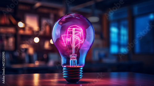 Idea Illumination: Creative Light Bulb in a Multicolored Splash Paint created with generative AI technology
