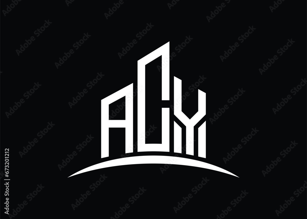 Letter ACY building vector monogram logo design template. Building Shape ACY logo. Letter ACY building vector monogram logo design template. Building Shape ACY logo.