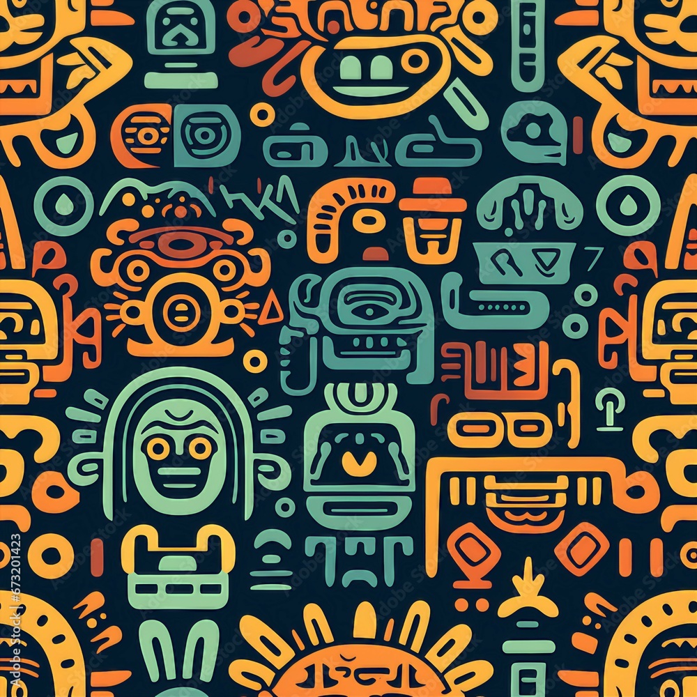 Mayan Glyphs Ornament Pattern Mayan Glyphs Ornament Pattern