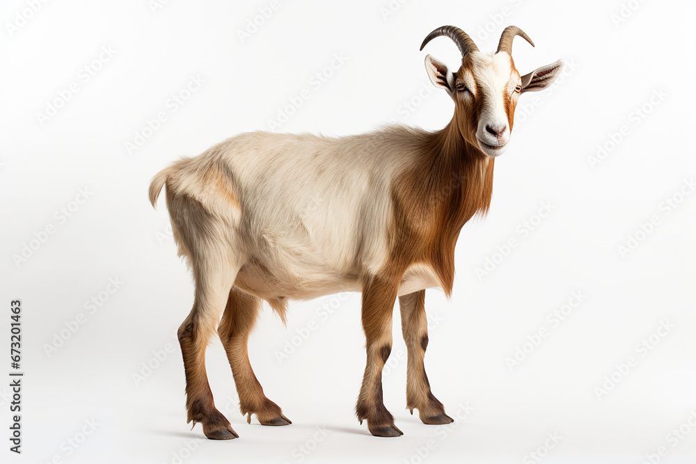Goat, Goat On A White Background, Goldfish Isolated On White Background Goat, Goat On A White Background, Goldfish Isolated On White Background