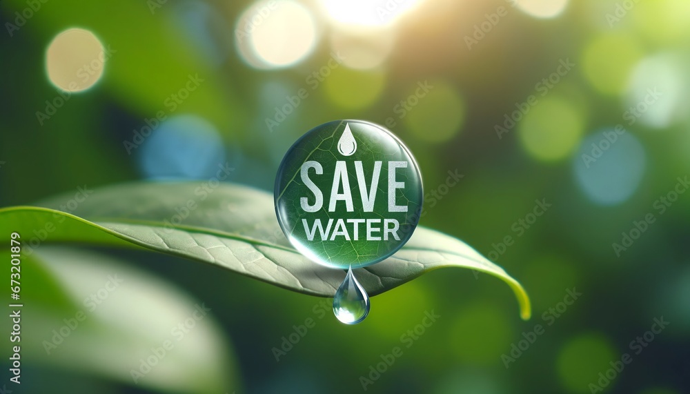 An inspiring visual message on water sustainability with 'SAVE WATER' text advocating for ecological conservation.