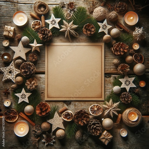 Festive Christmas Decoration Border with Copy Space
