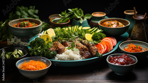 All Sorts of Vietnamese Food Selective Focus Background