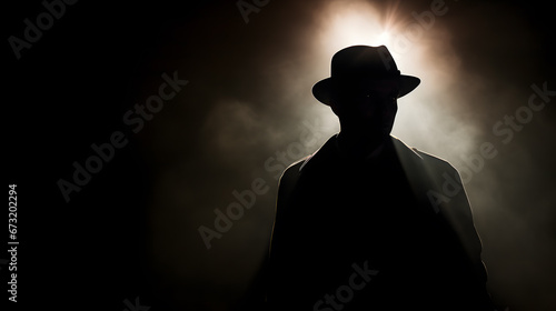 silhouette of a man standing in the spotlight