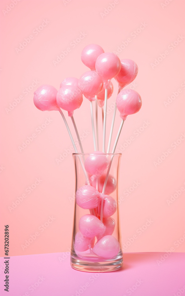 Pink Lollipop Bouquet in Glass Vase

