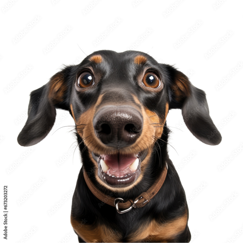 Cute dachshund portrait on transparent background, PNG