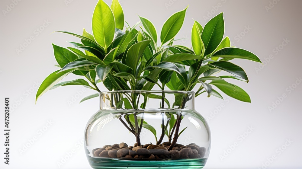 green plant thrives within a transparent glass vase green plant thrives within a transparent glass vase