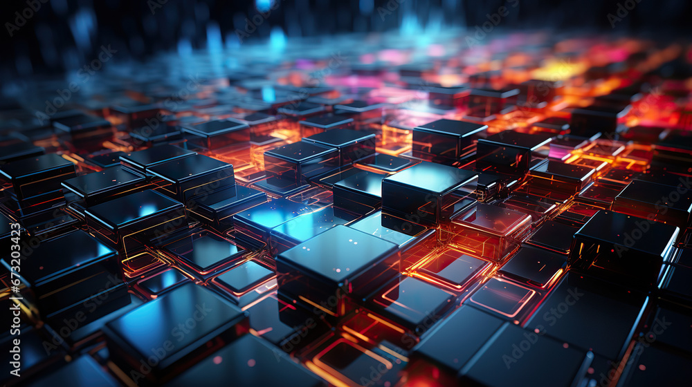 Glowing Grid: A Futuristic Dance of Cubes,electronic circuit board,abstract background,abstract background with glowing lines Glowing Grid: A Futuristic Dance of Cubes,electronic circuit board,abstract background,abstract background with glowing lines