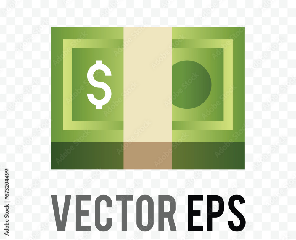 Green banded stack of US banknotes cash money icon Green banded stack of US banknotes cash money icon