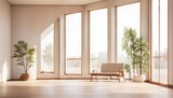 Picture of a minimalistic suite with minimalistic interior. Generative AI.