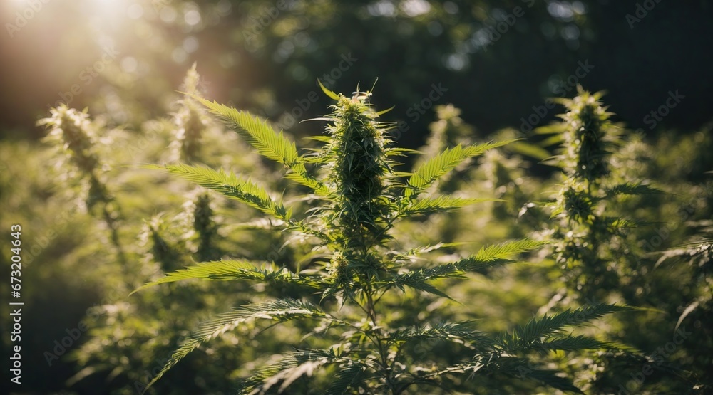 Cannabis plant in blossom. Hemp plant in blossom. Generative AI. Cannabis plant in blossom. Hemp plant in blossom. Generative AI.
