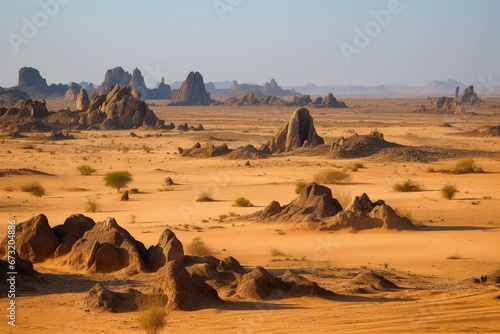 Desert landscape in Angola, Africa. Generative AI photo