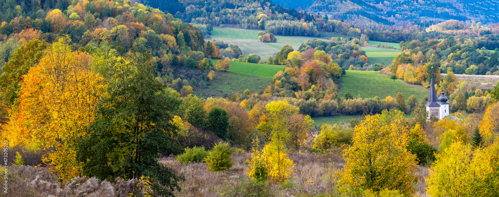 autumn in Kaczawskie mountains in Poland
